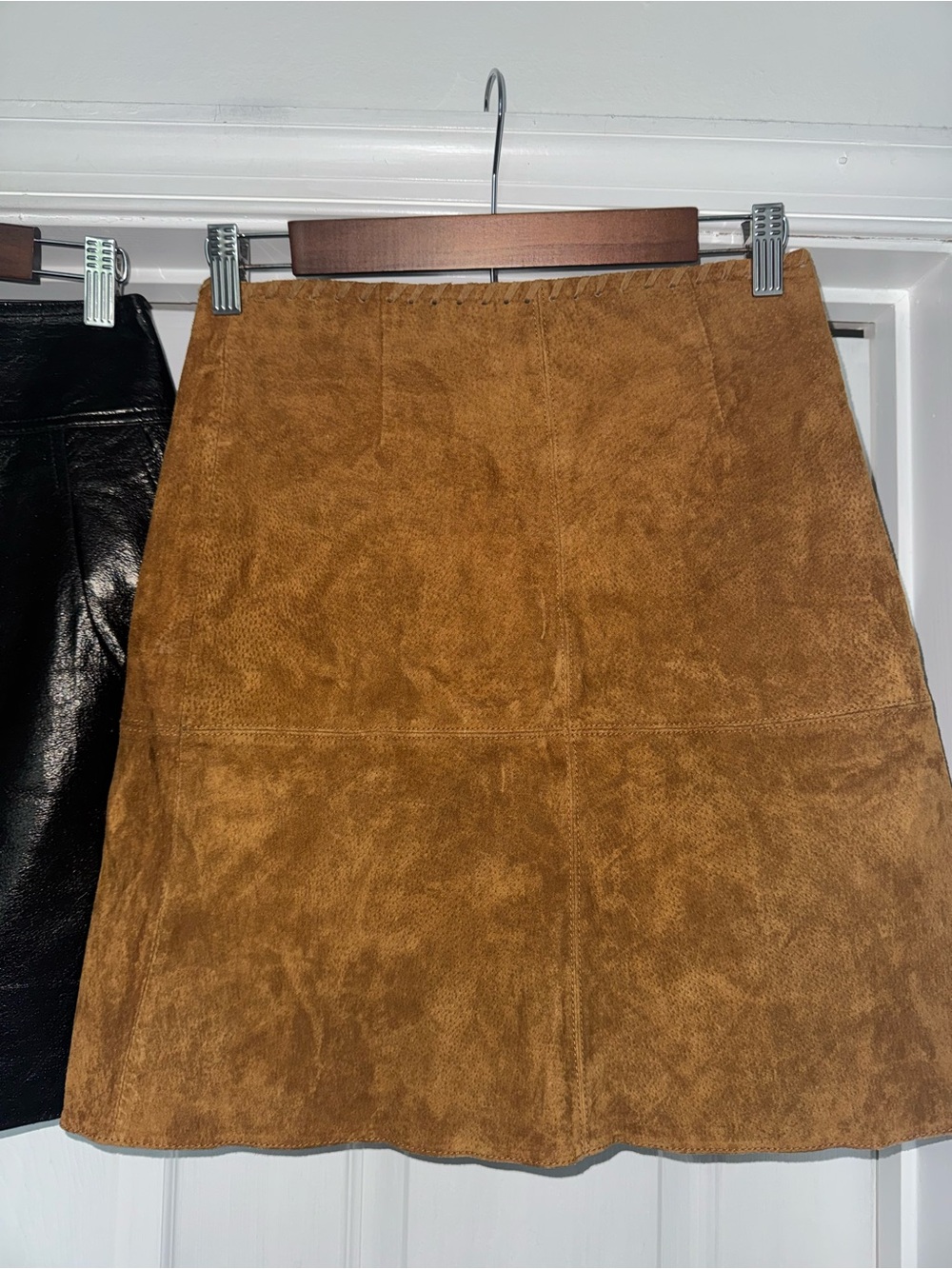 Bundle of Two Leather Mini Skirts XS 2 Zara Express Black Brown - Picture 2 of 8